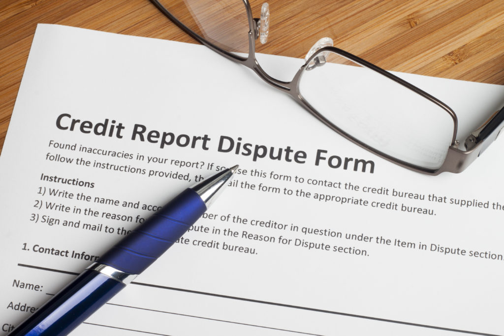 Credit report dispute form